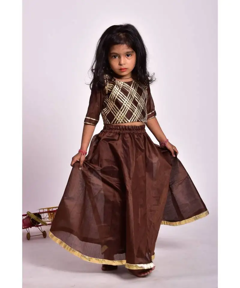 Brown skirt top set