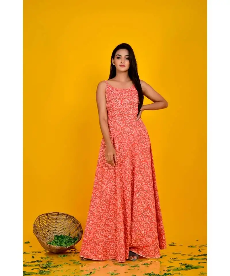 Orange printes maxi dress