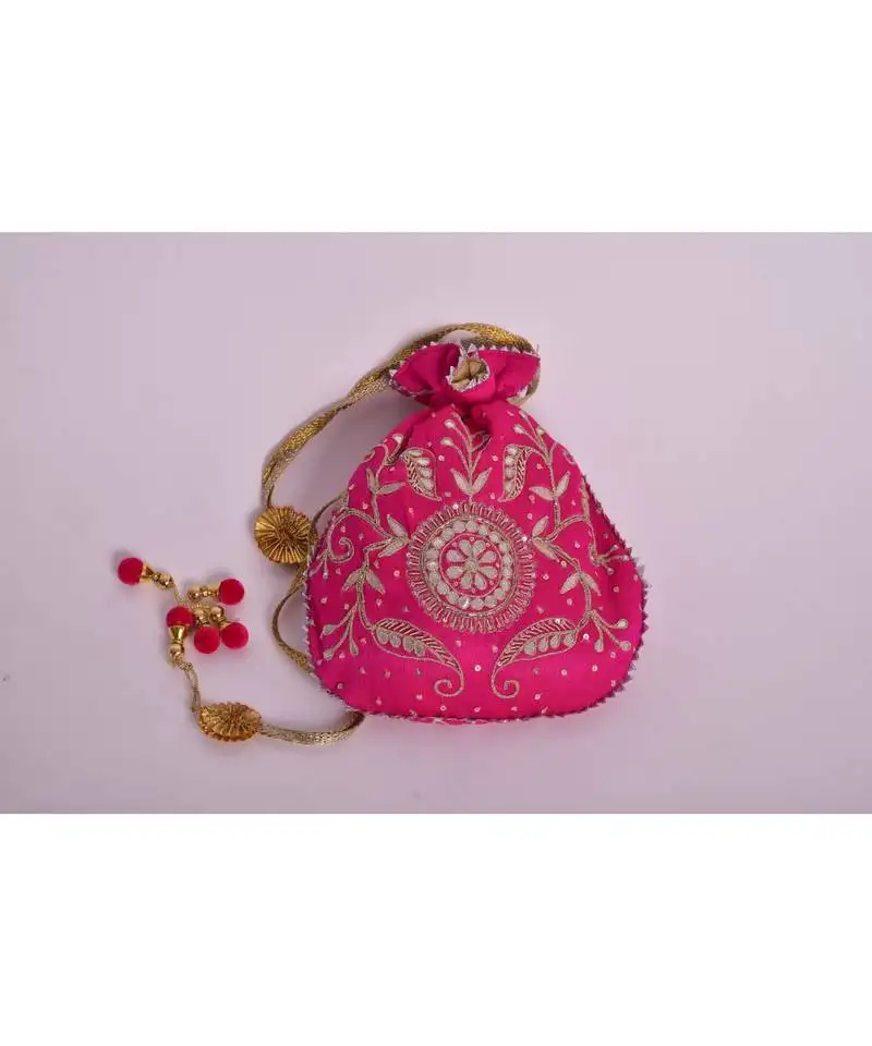 Magenta kundan potli