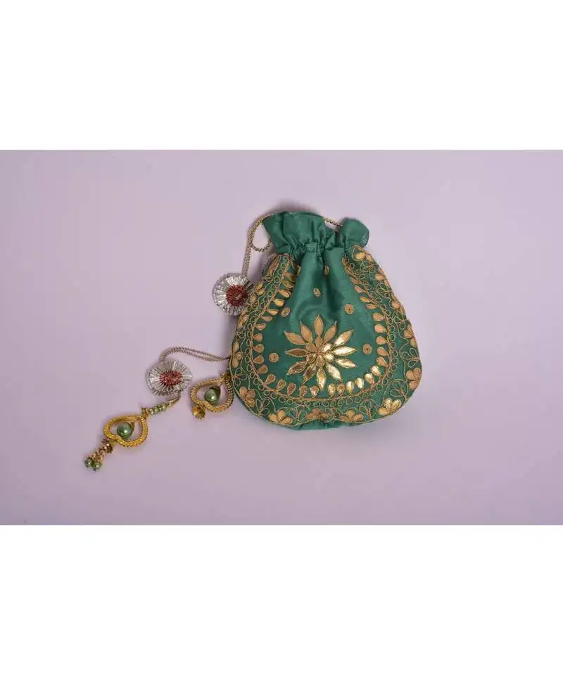 Teal green gota potli