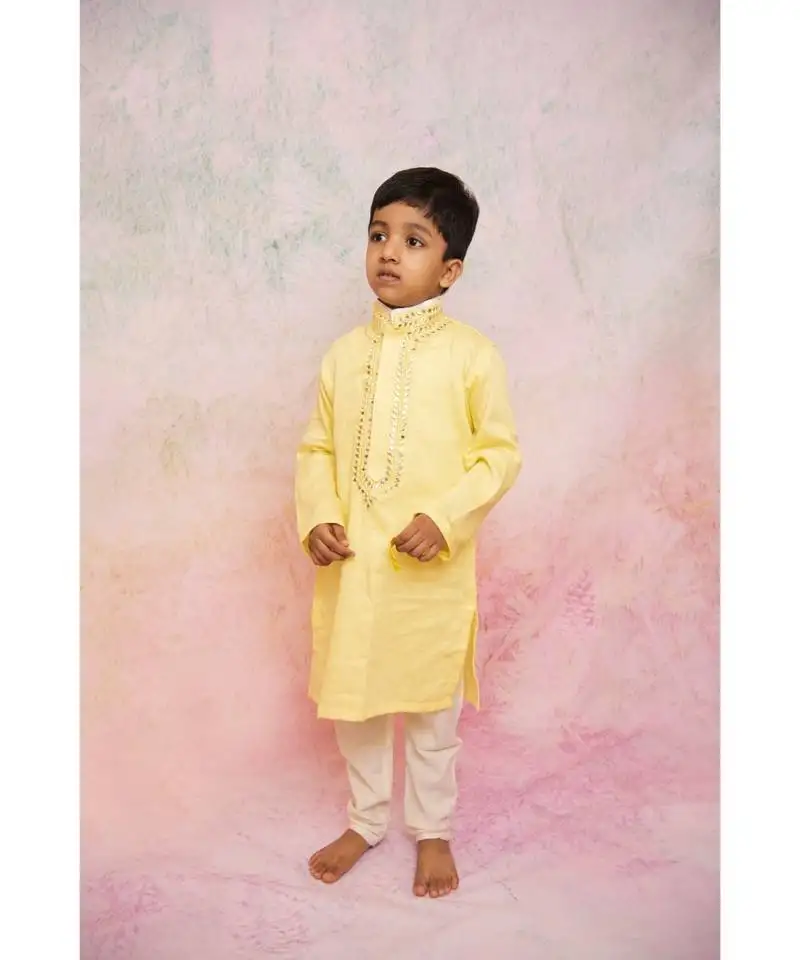Yellow mirror kurta