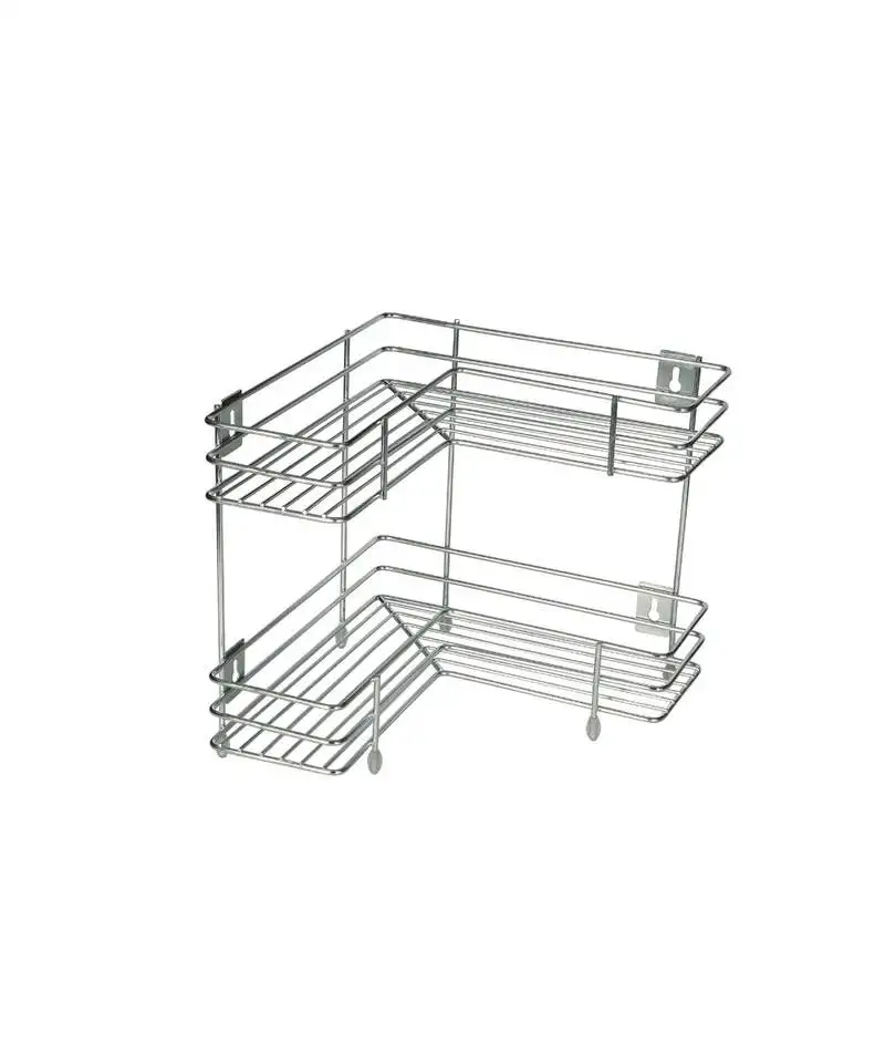 Kcl l shape stainless steel multipurpose corner kitchen storage rack::Shelf - 1 unit (2 levels)