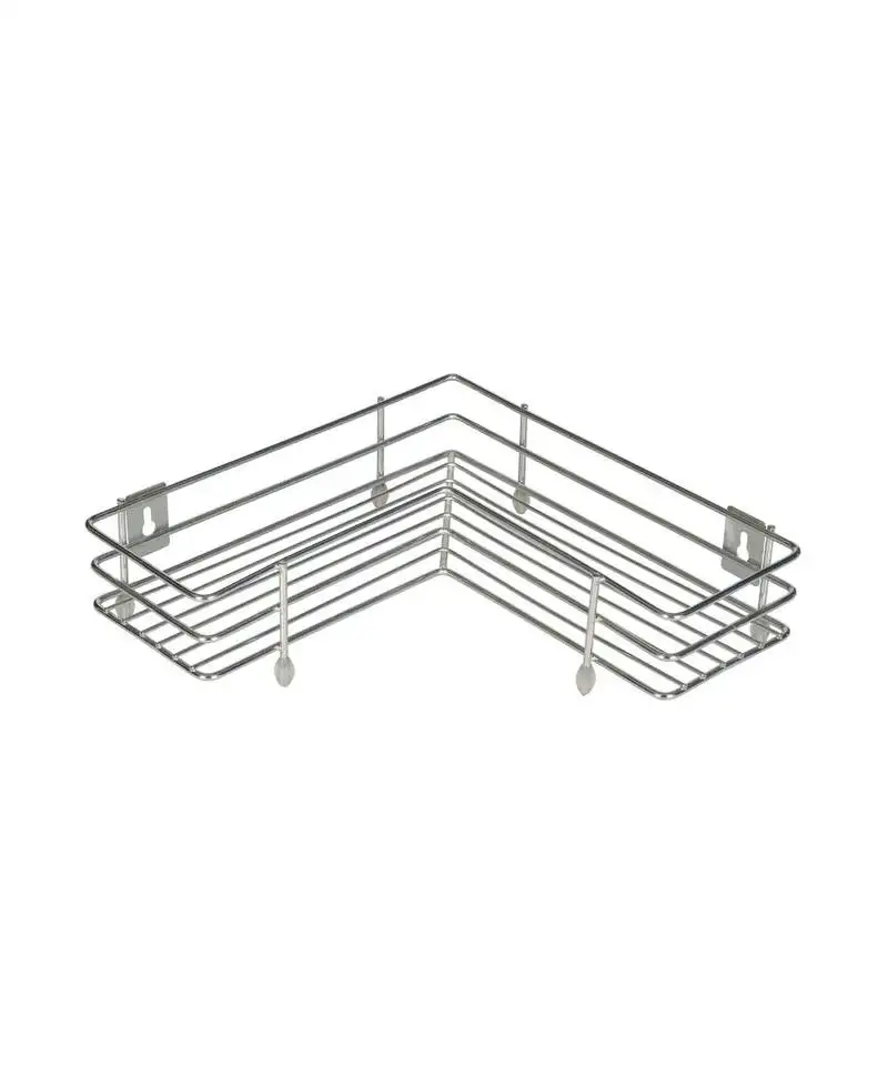 Kcl l shape stainless steel multipurpose corner kitchen storage rack::Shelf - 1 unit (1 level)