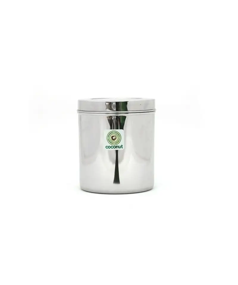 Coconut stainless steel container::Storage::Deep dabba - 1 qty - diameter - 14 cm - capacity (1500 ml)