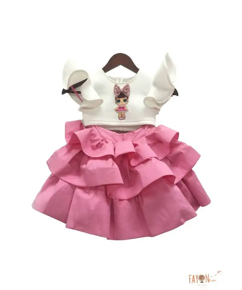 Blue peplum with printed dhoti