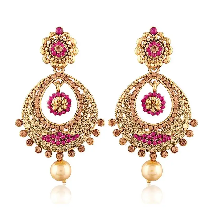 Gold plated chandbali earrings for women e2326q