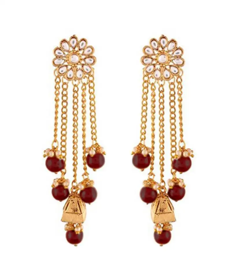 Gold plated pearl & kundan earrings for women