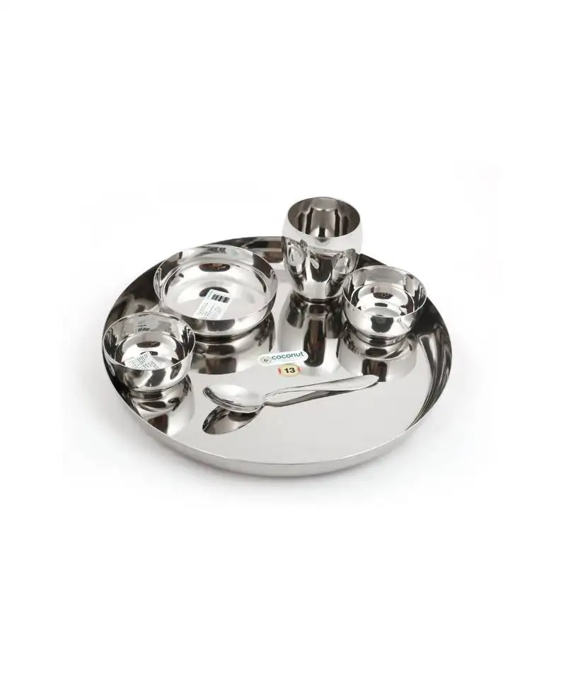 Coconut stainless steel mirror finish dinner set::Thali::Dinnerware & serveware - 6 pc