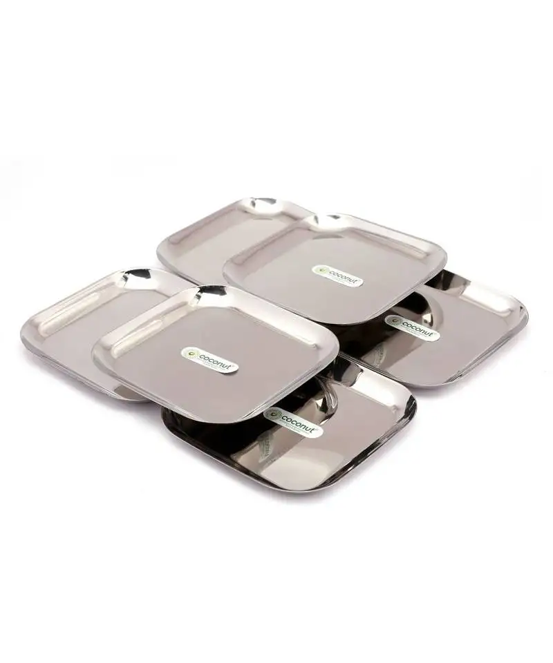 Coconut stainless steel square plate diameter - 20cm - set of 6