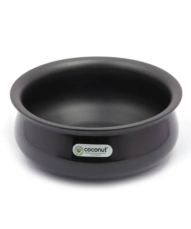 Coconut hard anodised curry pot plain cookware - big - capacity - 3.25 litres,black