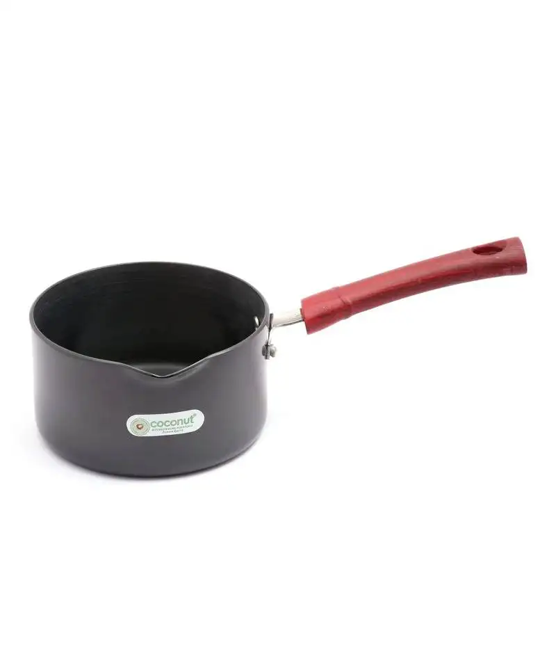 Coconut hard anodised 3mm thickness sauce pan::Cookware (black)- 1 unit - diamater - 16cms (capacity -1500ml)