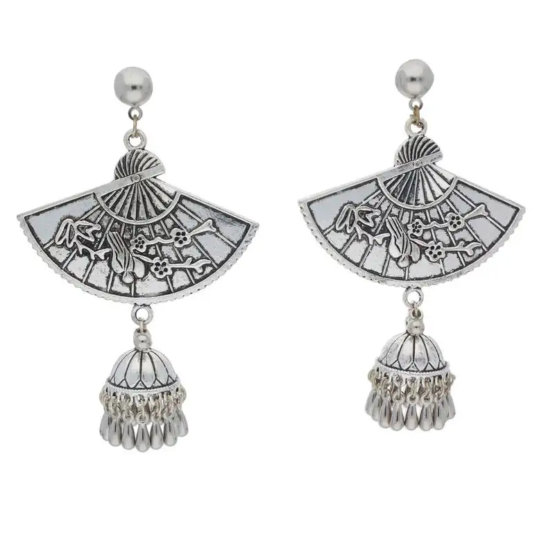 Navratri oxidized silver jhumki earrings for women