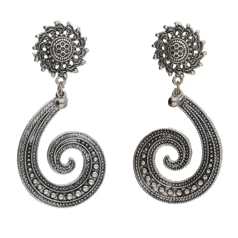 Navratri oxidized silver earrings for women