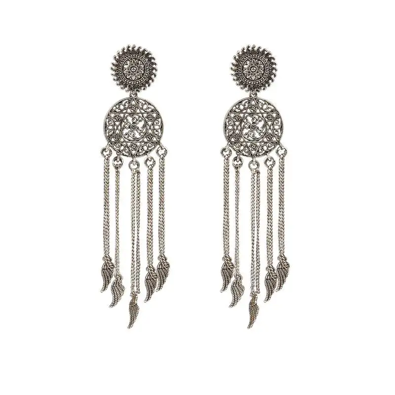 Afghani tribal oxidized bohemian navratri silver earrings for women