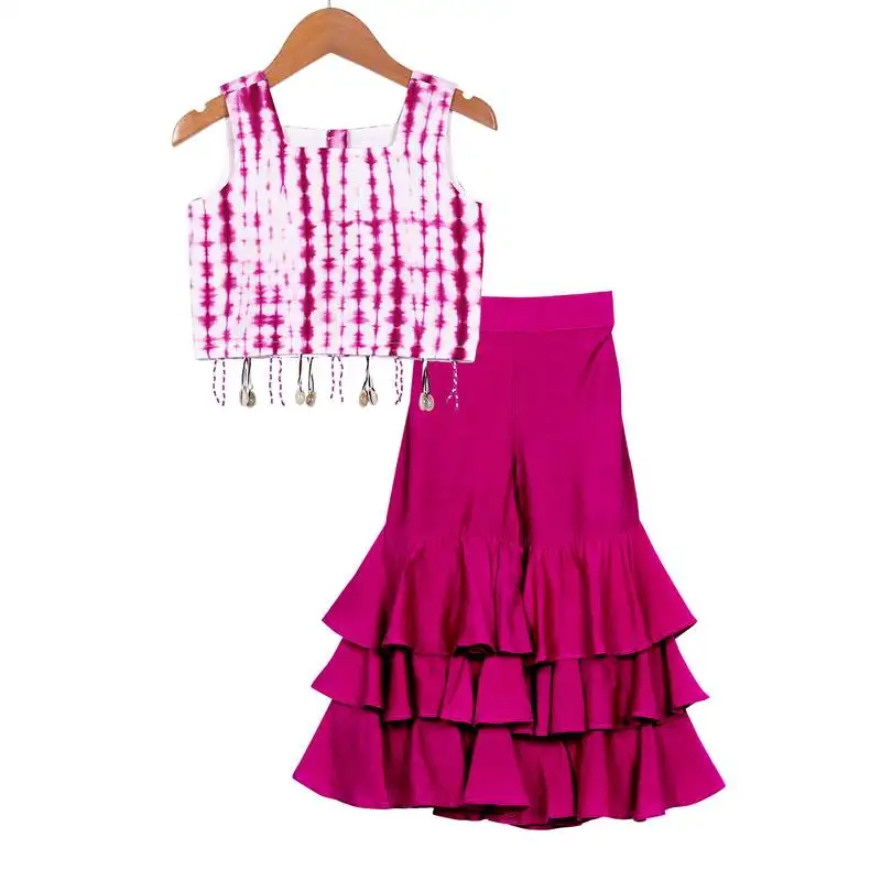 Purple tie dye crop top with sharara