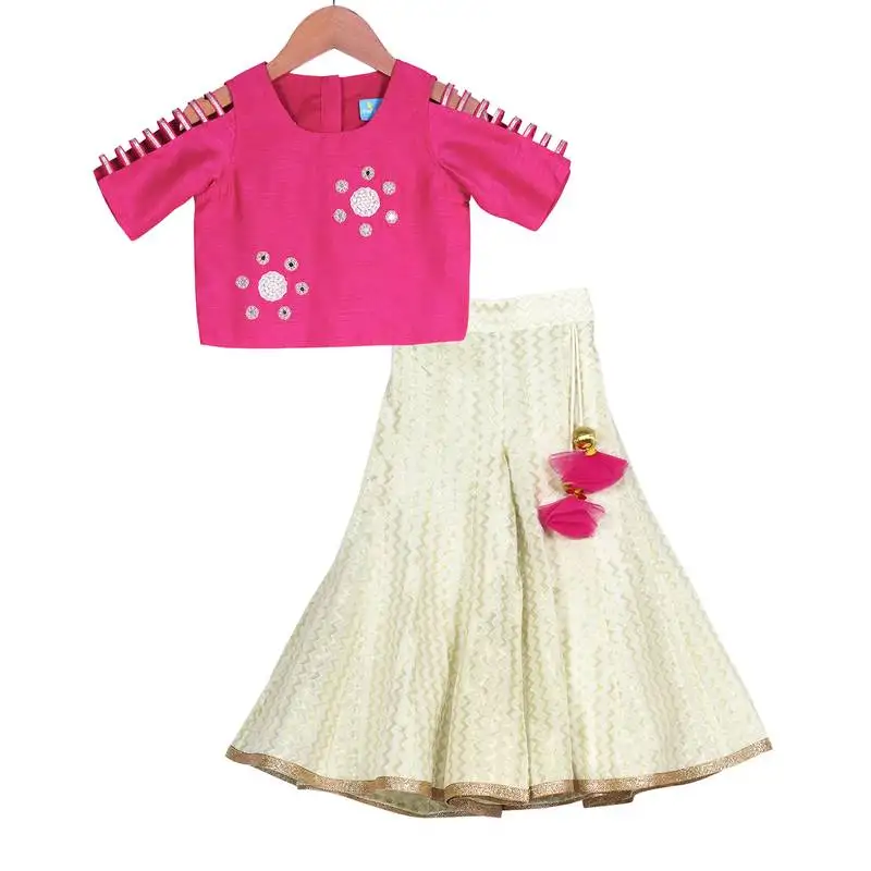 Magenta & champagne classic palazzo with crop top