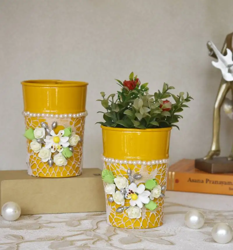 Yellow planter cum vase