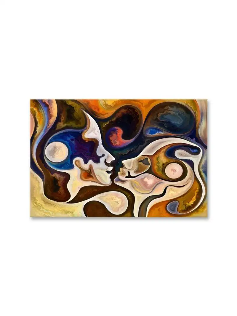 999store abstract multi color cuple images framed canvas painting (cnvas24x36 inch Brown)