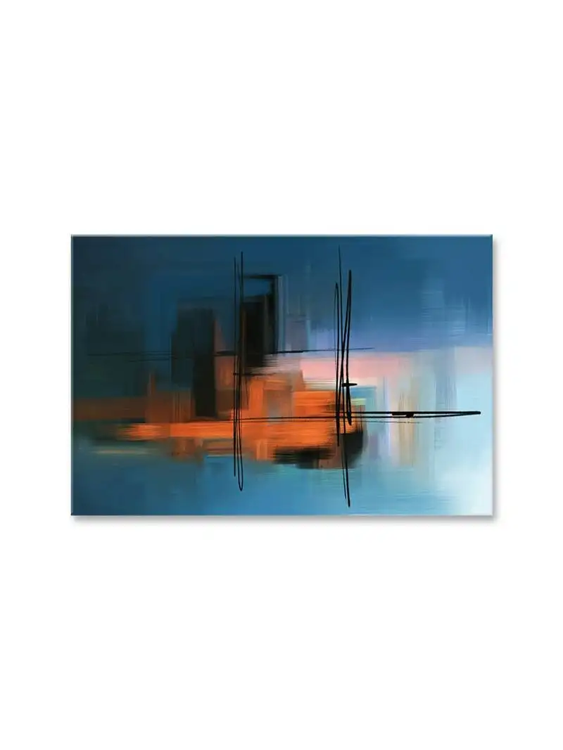 999store beautiful abstract navy color framed canvas painting (cnvas24x36 inch Blue)