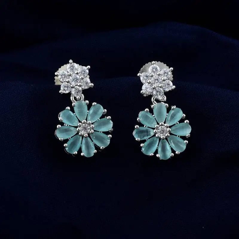 Rama green color american diamond earrings