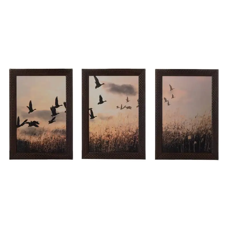 Set of 3 flying birds satin matt texture uv art painting
