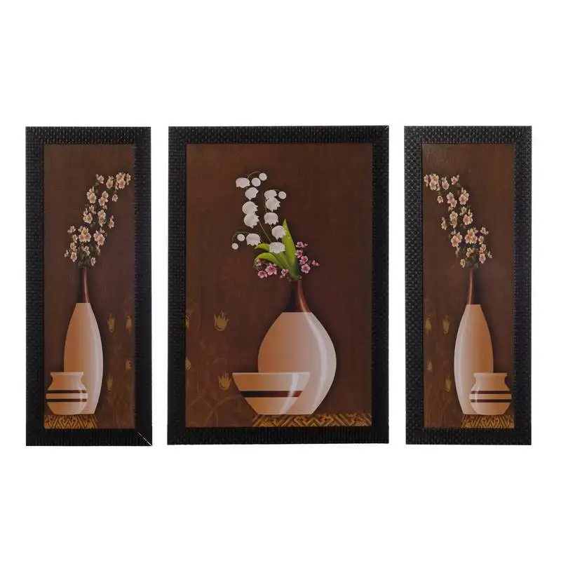 Set of 3 floral pot satin matt texture uv art painting