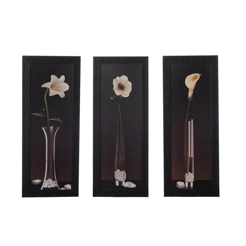 Set of 3 floral satin matt texture uv art painting