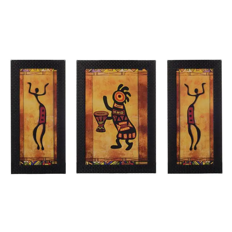 Set of 3 abstract tribals satin matt texture uv art painting