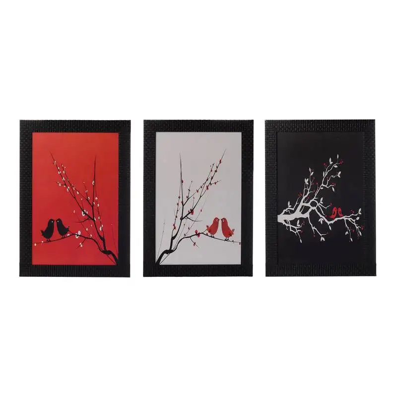 Set of 3 abstract tree view satin matt texture uv art painting