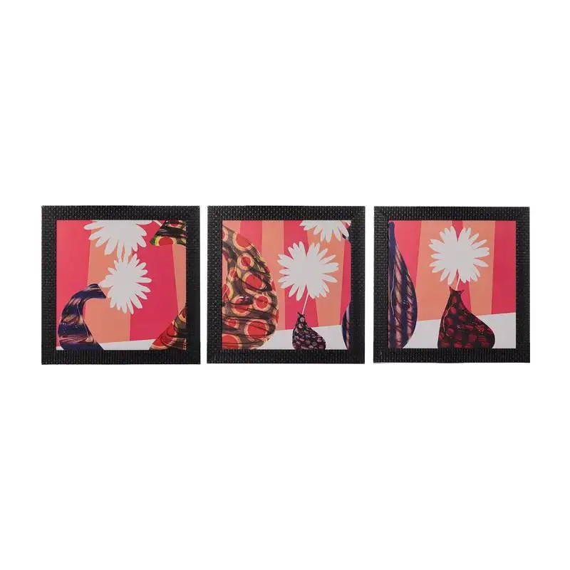 Set of 3 abstract pots satin matt texture uv art painting