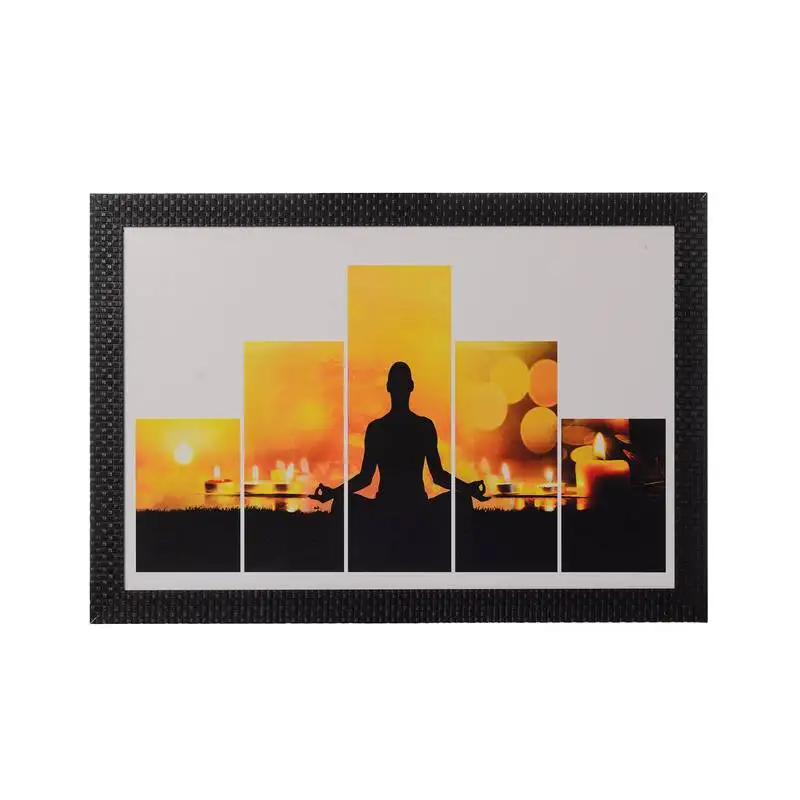 5 cut set of man doing yoga satin matt texture uv art painting