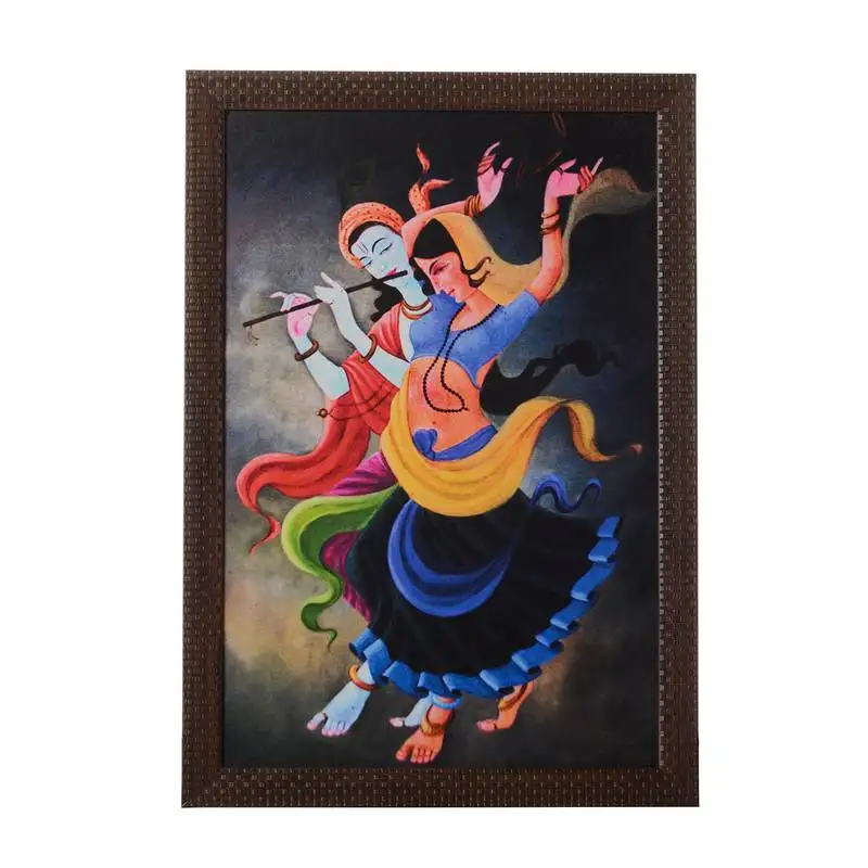 Dancing radha krishna satin matt texture uv art painting