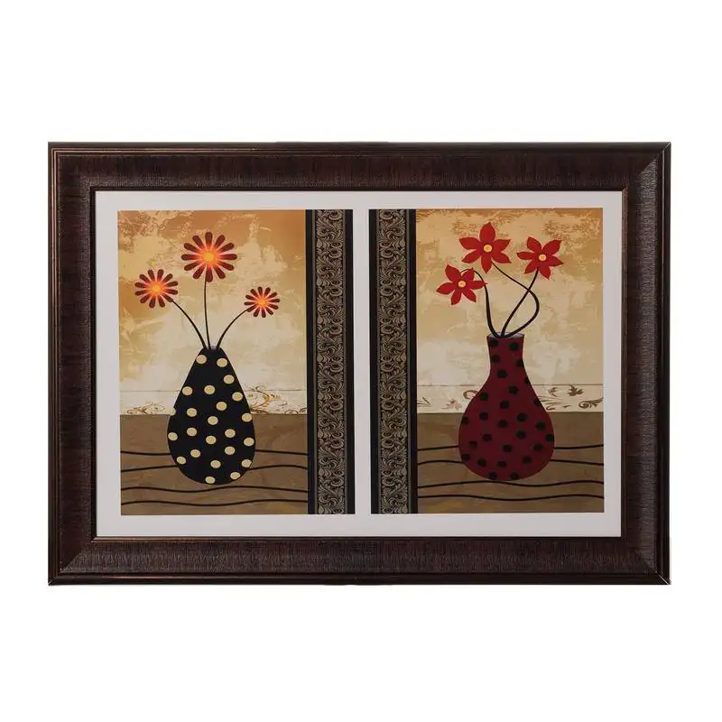 Set of 2 floral pots satin matt texture uv art painting