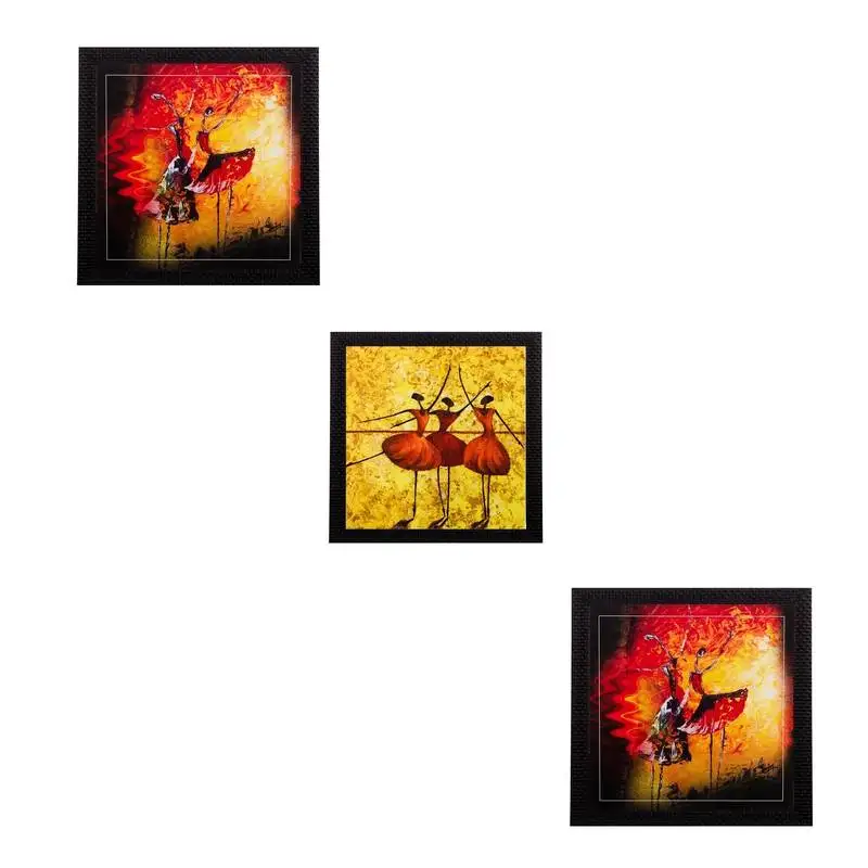 Set of 3 dancing girls matt textured uv art painting