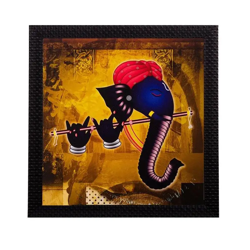 Lord ganesha playing flute matt textured uv art painting