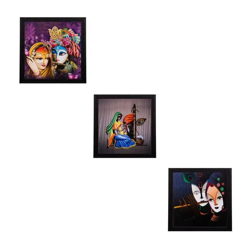 Set of 3 radha krishna matt textured uv art painting
