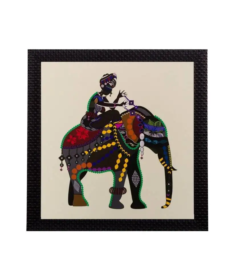 Villager on elephant matt textured uv art painting