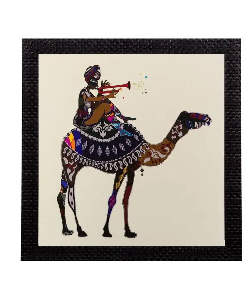 Villager on camel matt textured uv art painting
