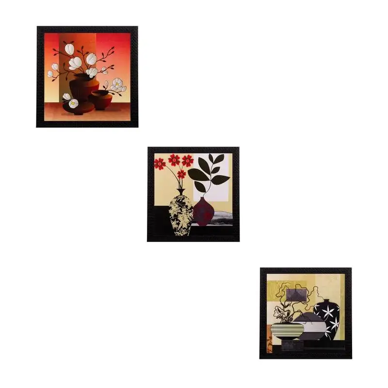 Set of 3 botanical floral matt textured uv art painting