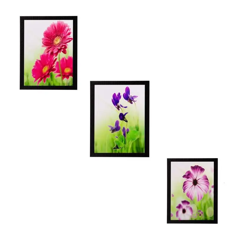 Set of 3 floral matt textured uv art painting