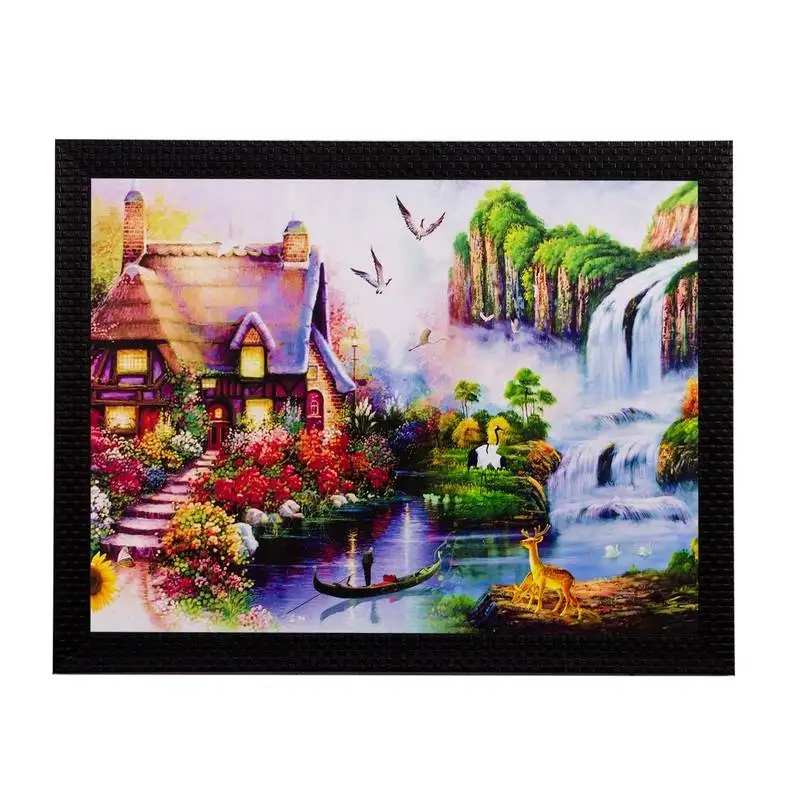 Beautiful house view matt textured uv art painting