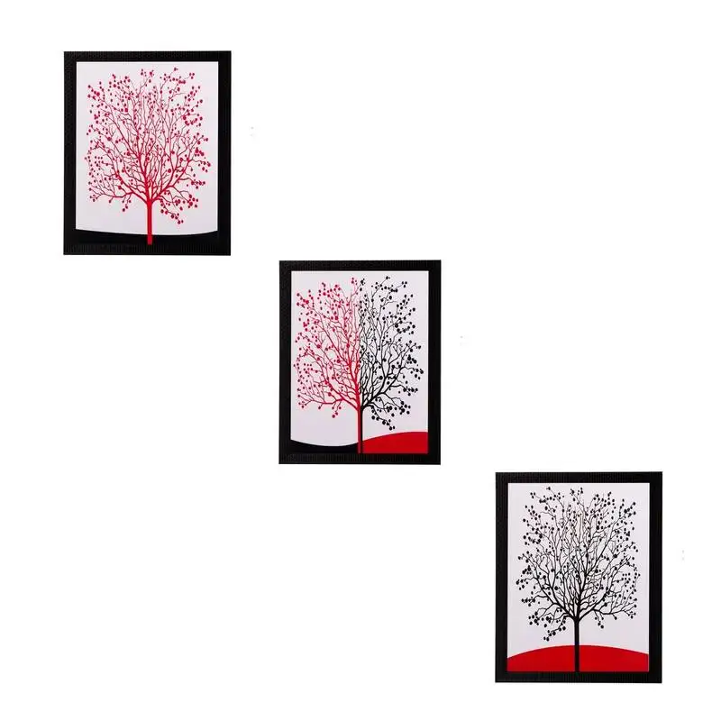 Set of 3 abstract tree matt textured uv art painting