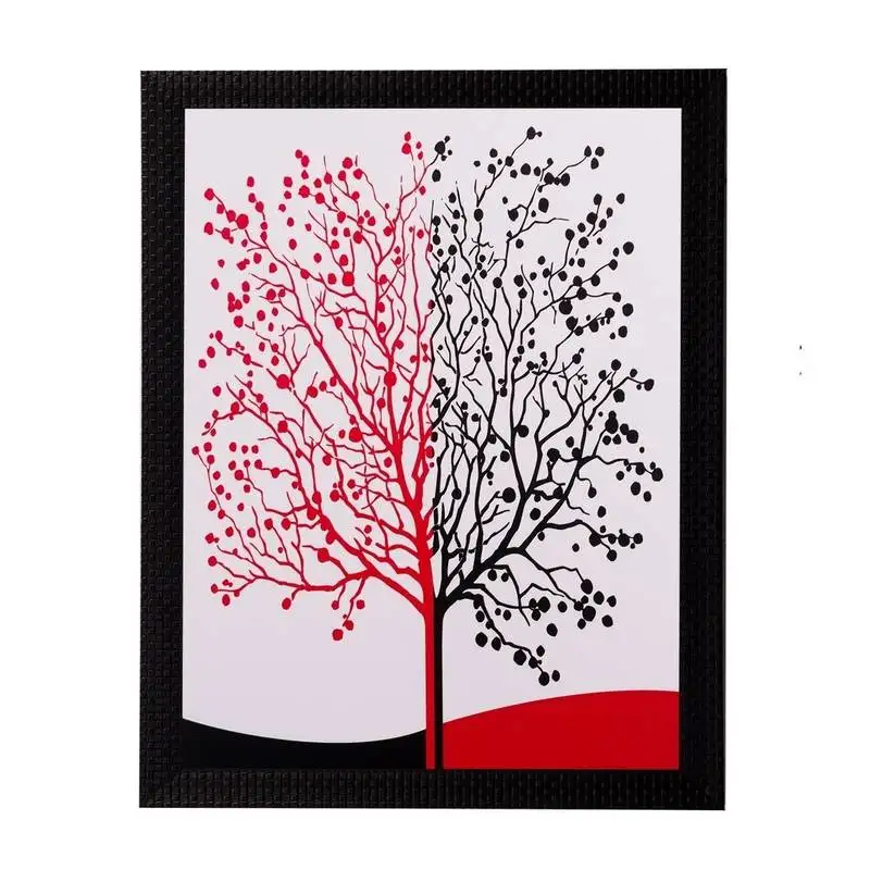 Abstract black and red tree matt textured uv art painting