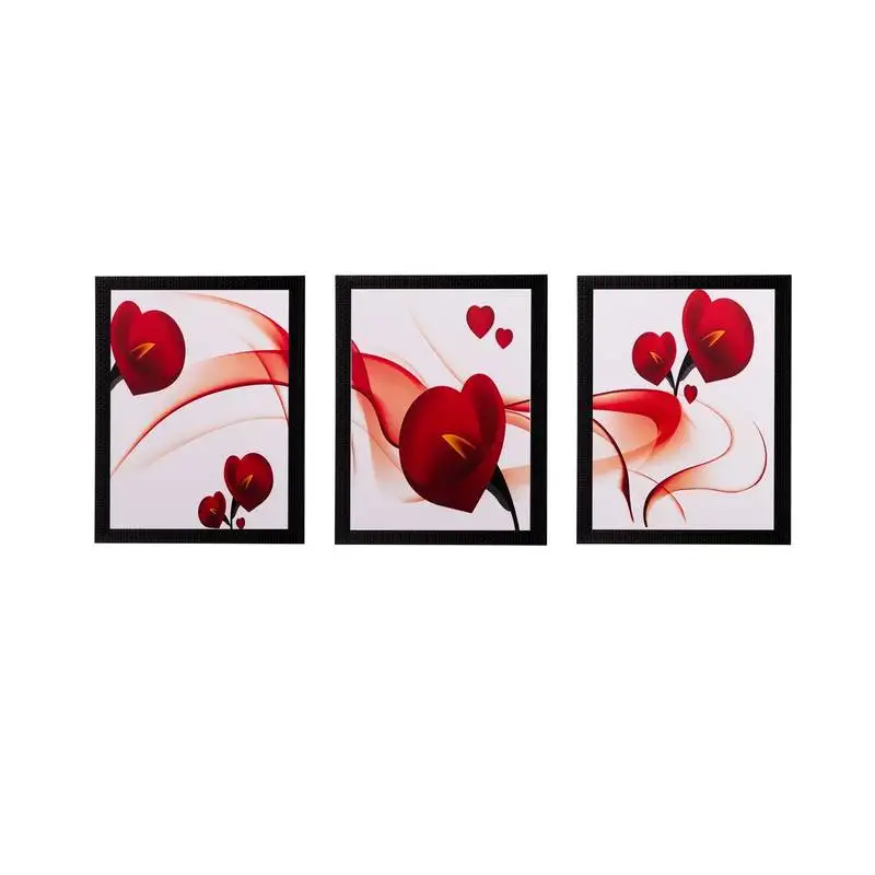 Set of 3 heart design matt textured uv art painting
