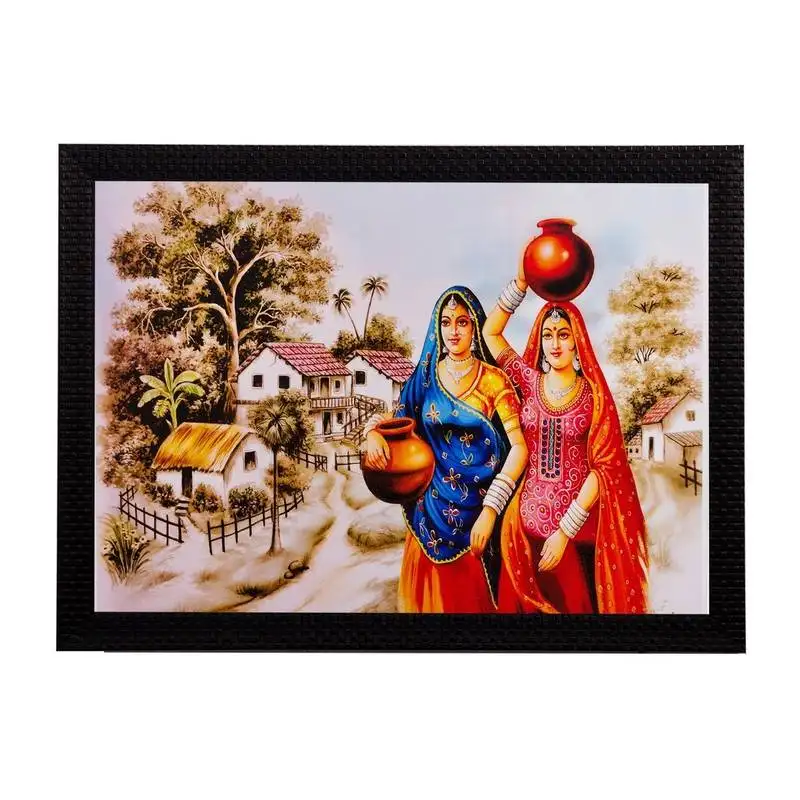 Village women matt textured uv art painting