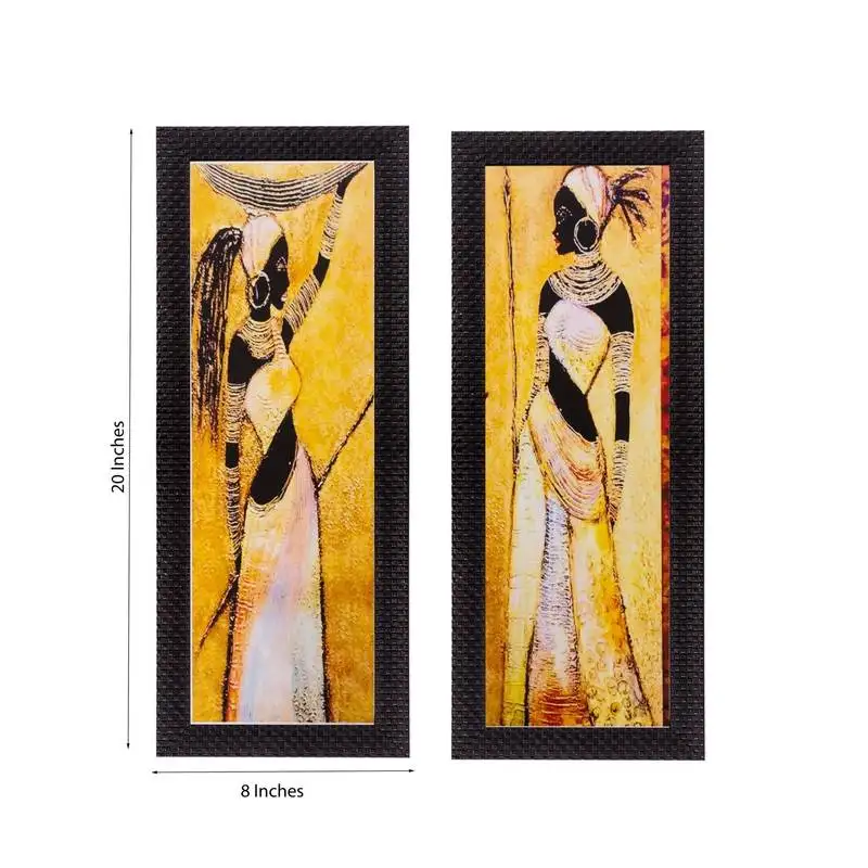 Set of 2 tribal women matt textured uv art painting