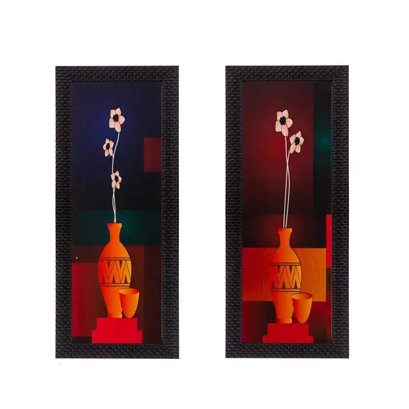 Set of 2 botanical pots satin matt textured uv art painting