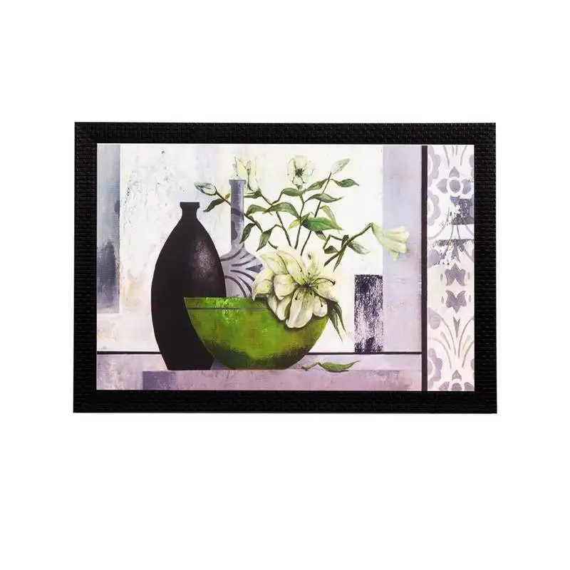 Green plant and vase matt textured uv art painting