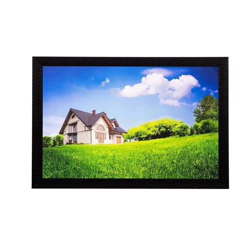 Home and grass view matt textured uv art painting