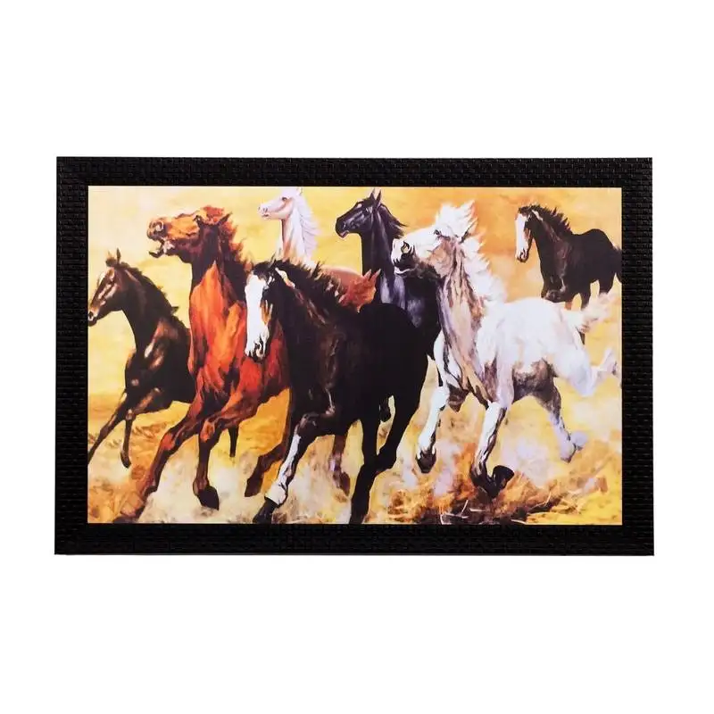 Lucky running horses matt textured uv art painting
